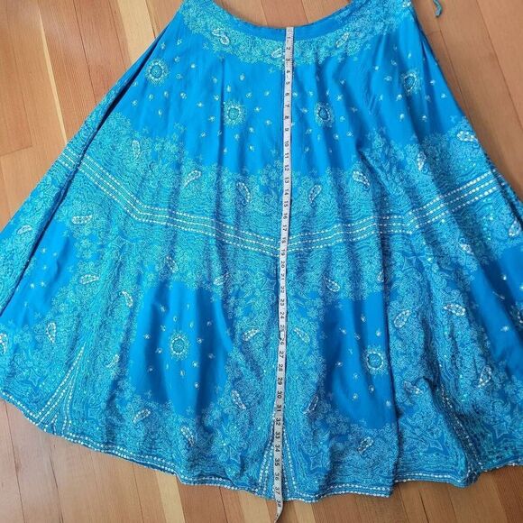 Soft Surroundings XL 100% cotton embellished full skirt sequined boho - Picture 9 of 9